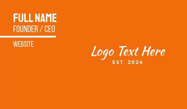 Orange & White Text Business Card Design Image Preview