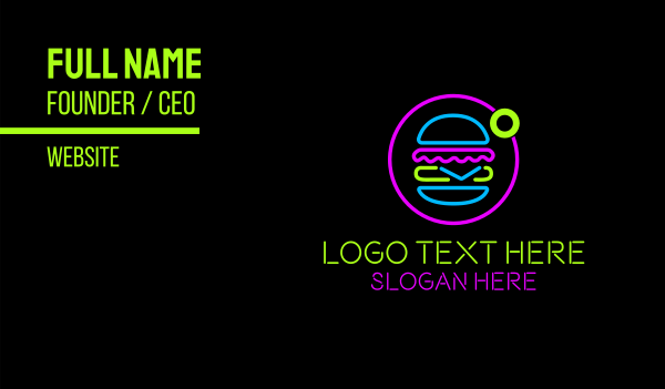Neon Burger Store Business Card Design Image Preview