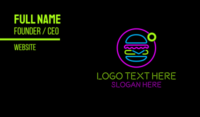 Neon Burger Store Business Card