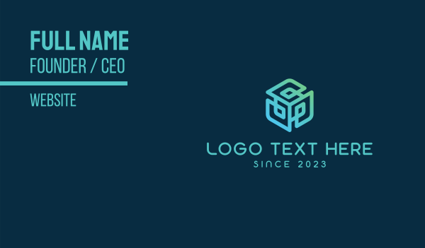 Blue Tech Cube Business Card Design Image Preview