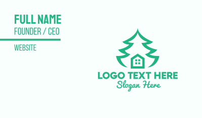 Green Pine Tree House Business Card Image Preview