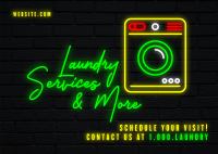 Neon Laundry Shop Postcard Image Preview