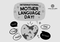 World Mother Language Postcard Design