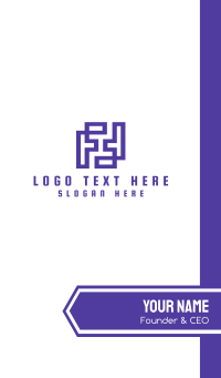 Purple Letter F Square Business Card Design