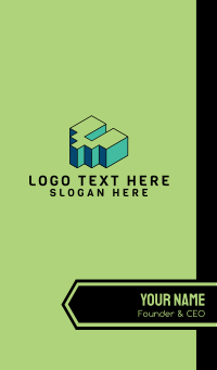 3D Pixel Letter V Business Card Design