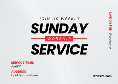 Sunday Worship Service Postcard Image Preview