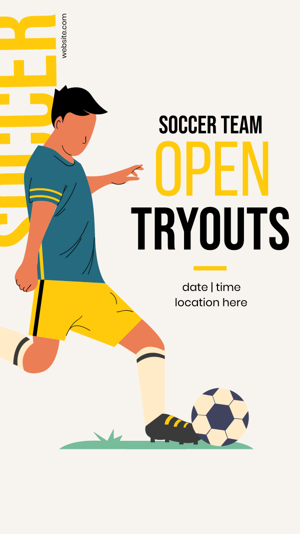Soccer Tryouts Instagram Story Design Image Preview