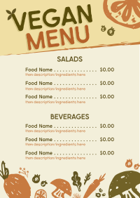 Organic Vegan Price List Menu Design