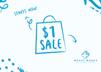 $1 Sale Doodle Postcard Image Preview