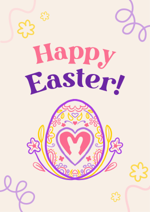 Floral Egg with Easter Bunny Flyer Image Preview