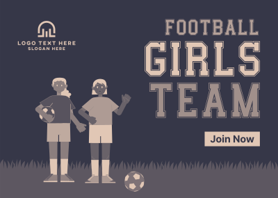 Girls Team Football Postcard Image Preview