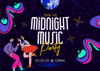 Midnight Music Party Postcard Design