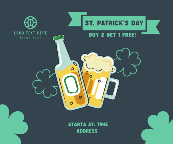 Saint Patrick Beer Illustration Facebook Post Design Image Preview