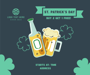 Saint Patrick Beer Illustration Facebook post Image Preview