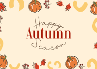 Leaves and Pumpkin Autumn Greeting Postcard Image Preview