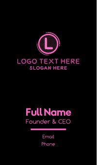 Pink Glowing Neon  Business Card Design
