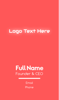 Neon Glow Text Business Card Design