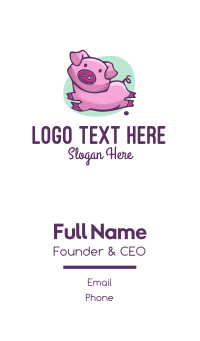 Cute Pink Pig Business Card Design