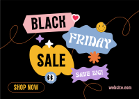 Sticker Black Friday Postcard Design