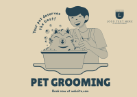 Grooming Cat Postcard Image Preview