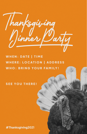 Orange Thanksgiving Turkey Invitation Image Preview