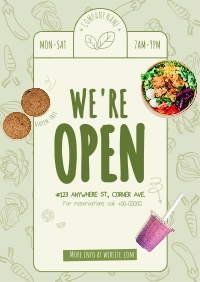 Vegan Monoline  Now Open Poster Design