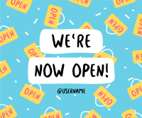 We're Open Pattern Facebook Post Design