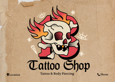 Traditional Skull Tattoo Postcard Image Preview