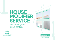 House Modifier Service Postcard Design