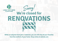 Closed for Renovations Postcard Image Preview