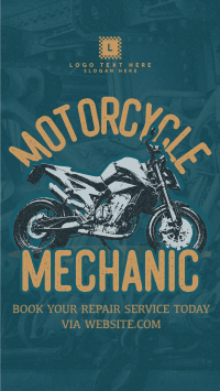 Retro Motorcycle Mechanic TikTok Video Preview