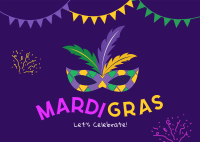 Mardi Gras Mask Postcard Image Preview