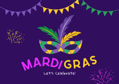 Mardi Gras Mask Postcard Image Preview