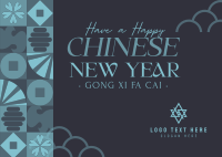 Chinese New Year Tiles Postcard Design