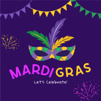 Mardi Gras Mask Instagram Post Image Preview