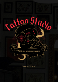 Skull Snake Tattoo Poster Design