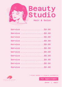 Beauty Studio Menu Design