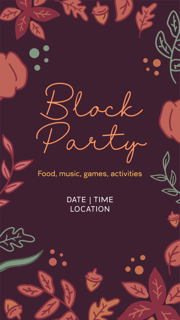 Autumn Block Party Instagram Story Design Image Preview