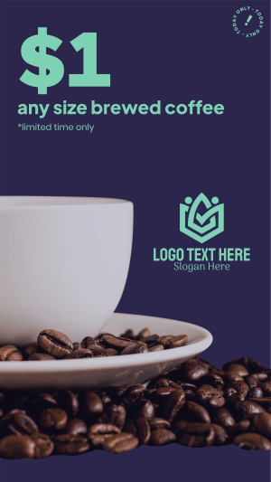 $1 Brewed Coffee Cup Instagram story