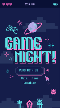 Pixelated Game Night Facebook story Image Preview