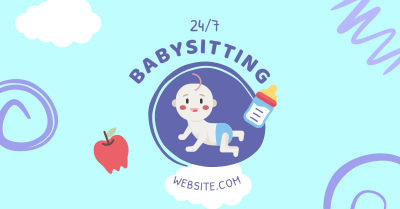 Babysitting Services Illustration Facebook ad Image Preview