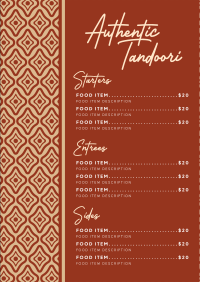 Authentic Tandoori Restaurant Menu Image Preview