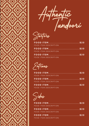 Authentic Tandoori Restaurant Menu Image Preview