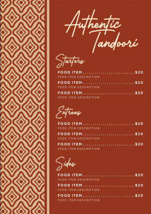 Authentic Tandoori Restaurant Menu
