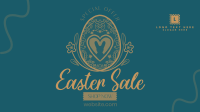 Floral Egg with Easter Bunny and Shapes Sale Facebook Event Cover Design