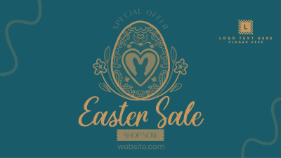 Floral Egg with Easter Bunny and Shapes Sale Facebook event cover Image Preview