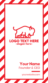 Red Cattle Outline Business Card Design