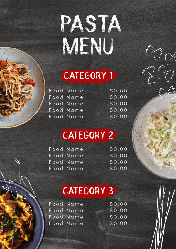 Pasta Chalkboard Menu Design Image Preview