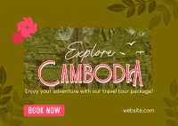 Cambodia Travel Tour Postcard Design