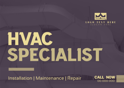 Minimalist HVAC Expert Postcard Image Preview